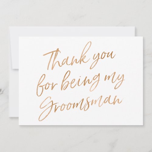 Gold Rose Thank you for being my groomsman Thank You Card