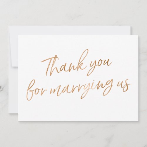 Gold Rose Thank you for marrying us Thank You Card