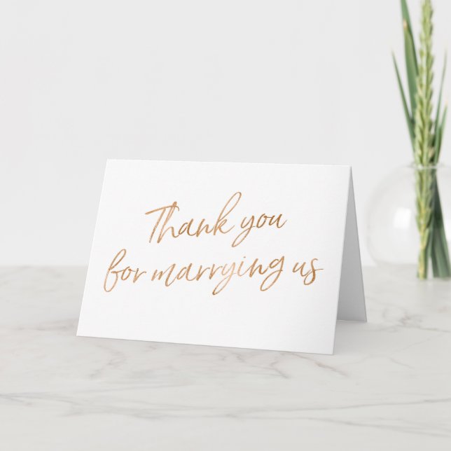 Gold Rose "Thank you for marrying us" Thank You Card (Front)