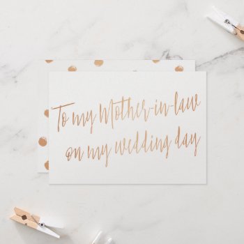Gold Rose "to My Mother-in-law On My Wedding Day" Card by LitleStarPaper at Zazzle