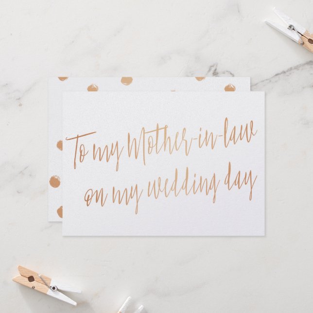 Gold Rose "To my mother-in-law on my wedding day" Card (Front/Back In Situ)