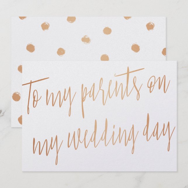 Gold Rose "To my parents on my wedding day" Invitation (Front/Back)