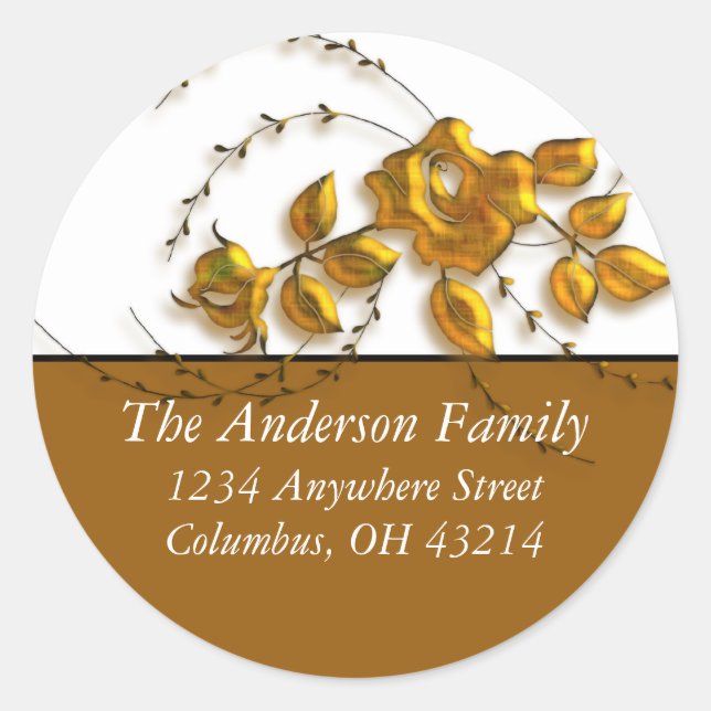 Gold Rose Vine Design - Return Address Labels (Front)