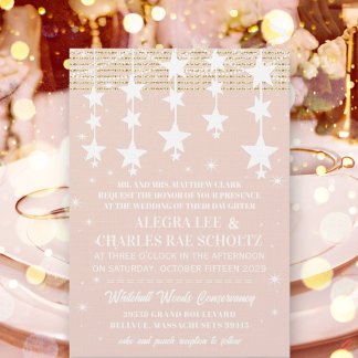 Gold Rose Wedding Chalkboard Under the Stars Invitation