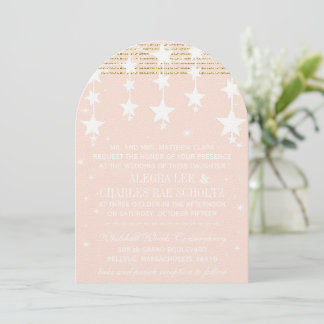 Gold Rose Wedding Chalkboard Under the Stars Invitation