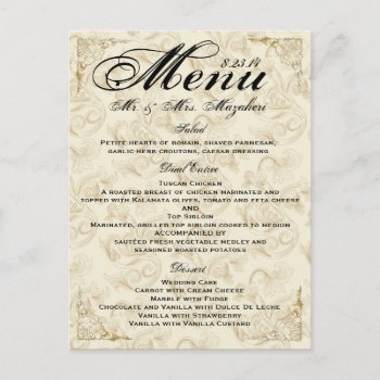 Gold Rose Wedding Dinner Menu Thank You Note by ForeverAndEverAfter at Zazzle