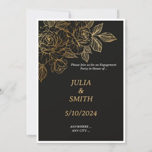 Gold Rose Wedding Invitation