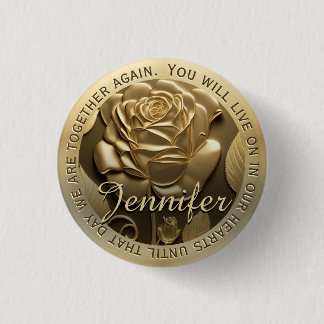 Gold Rose with Name Memorial Button