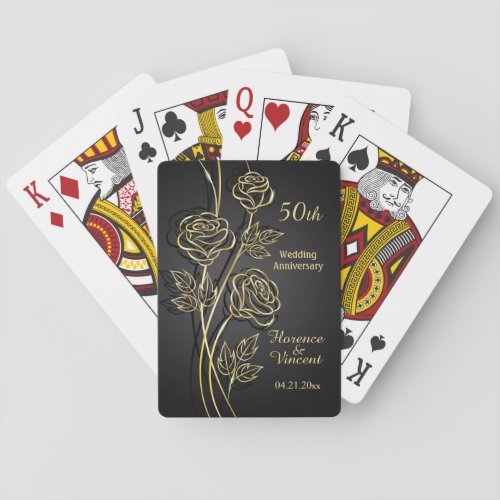 Gold roses 50th Anniversary Poker Cards