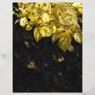 Gold roses and black marble scrapbook paper