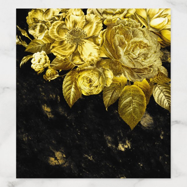 Gold roses and black marble wedding envelope liner (Design)