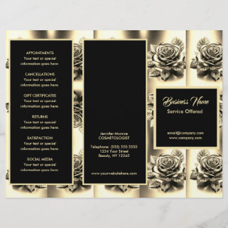 Gold Roses and Black Menu & Pricing Flyer