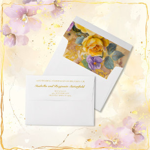 Gold Roses and Violets 50th Wedding Anniversary Envelope