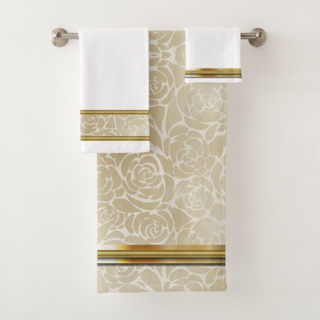Gold Roses Bath Towel Set (Insitu)