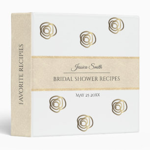 Gold roses elegant bridal shower recipe 3 ring binder