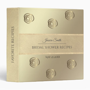 Gold roses elegant bridal shower recipe 3 ring binder