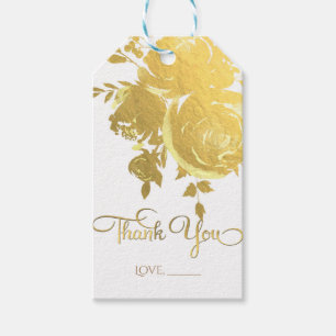 Gold Roses Faux Foil Elegant Modern Floral Wedding Gift Tags