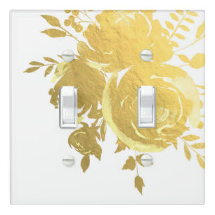 Gold Roses Faux Foil Elegant Modern Floral Wedding Light Switch Cover