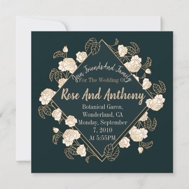 Gold Roses Invitation (Front)