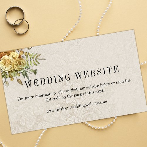 Gold Roses Shabby Chic Wedding Website Enclosure Card