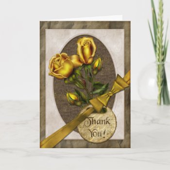 Gold Roses Thank You by RainbowCards at Zazzle
