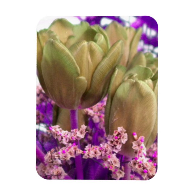 Gold Roses W/Purple N Pink Fridge Magnet (Vertical)
