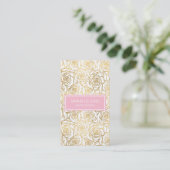 Gold Roses with Pink Business Card (Standing Front)