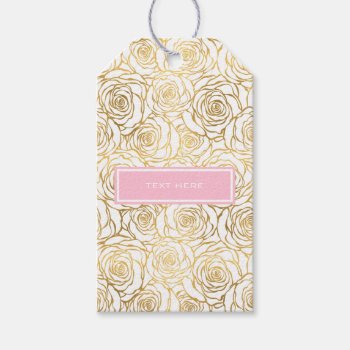 Gold Roses With Pink Gift Tags by byDania at Zazzle