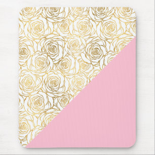 Gold Roses with Pink Mouse Pad