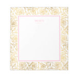 Gold Roses with Pink Notepad