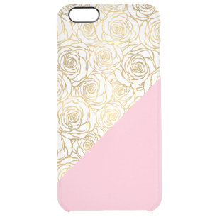 Gold Roses with Pink Clear iPhone 6 Plus Case