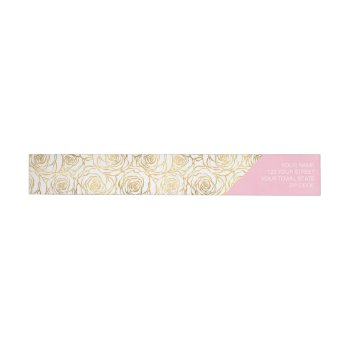 Gold Roses With Pink Wrap Around Label by byDania at Zazzle