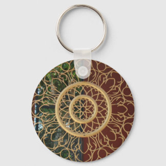 gold round design keychain