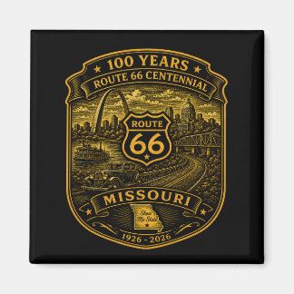 Gold Route 66 Missouri Centennial 100 Years   Magnet