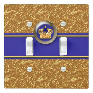 Gold & Royal Blue Crown Prince Nursery Bedroom Light Switch Cover