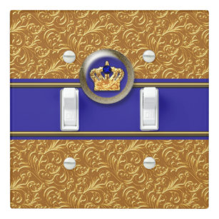 Gold & Royal Blue Crown Prince Nursery Bedroom Light Switch Cover