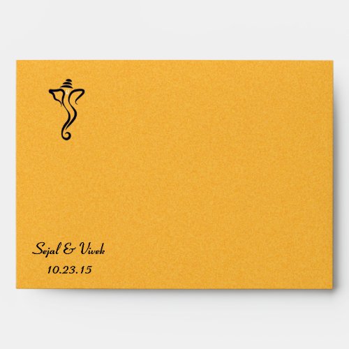 Gold Royal Blue Ganesh Hindu Indian Wedding Custom Envelope