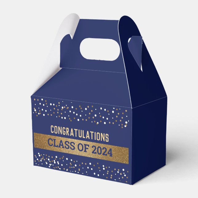 Gold Royal blue Graduate Class of 2024 Favor Boxes (Front Side)