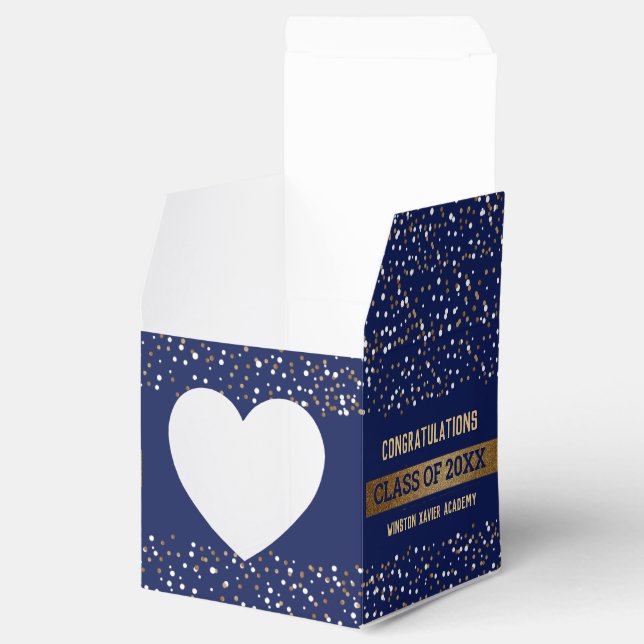 Gold Royal blue Graduate Class Year Custom Favor Boxes (Opened)