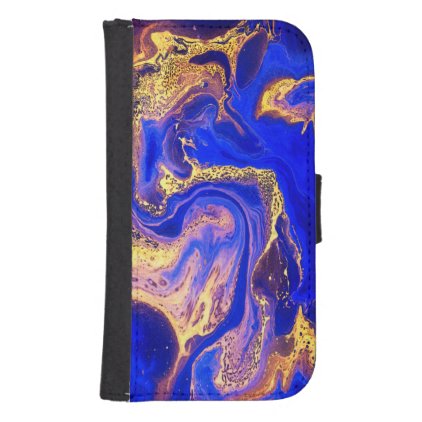 gold, royal blue,marble,natural,swirl,stone,modern galaxy s4 wallet case
