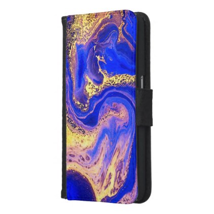 gold, royal blue,marble,natural,swirl,stone,modern samsung galaxy s6 wallet case