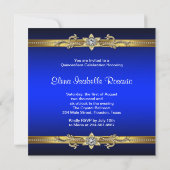 Gold Royal Blue Quinceanera Invitations | Zazzle