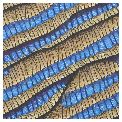 Gold Royal Blue Realistic Dragon Skin Scales Fabric