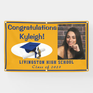 Gold & Royal Blue Vinyl Graduation Photo Banner