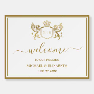 Gold Royal Crown Emblem Lions Monogram Wedding Foam Board