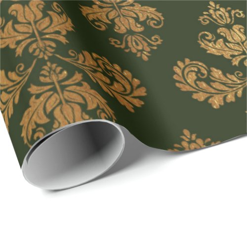 Gold Royal Damask Floral Ornament Cali Baroque VIP Wrapping Paper