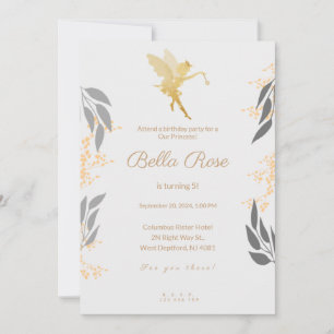 Gold royal looking 5th birthday invitation card