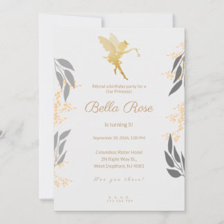 Gold royal looking 5th birthday invitation card