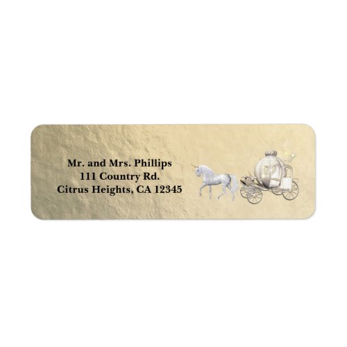 Gold Royal Princess Storybook Carriage  Unicorn Label