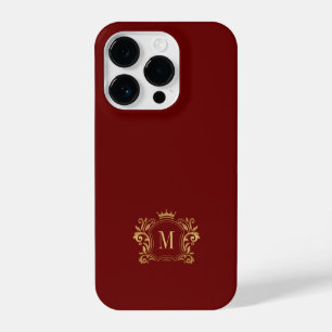 Gold Royal Scrolls and a Crown Monogram iPhone 14 Pro Case